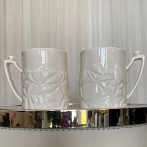Pair of Elegant Off White Italian Porcelain Mugs Mint Condition!